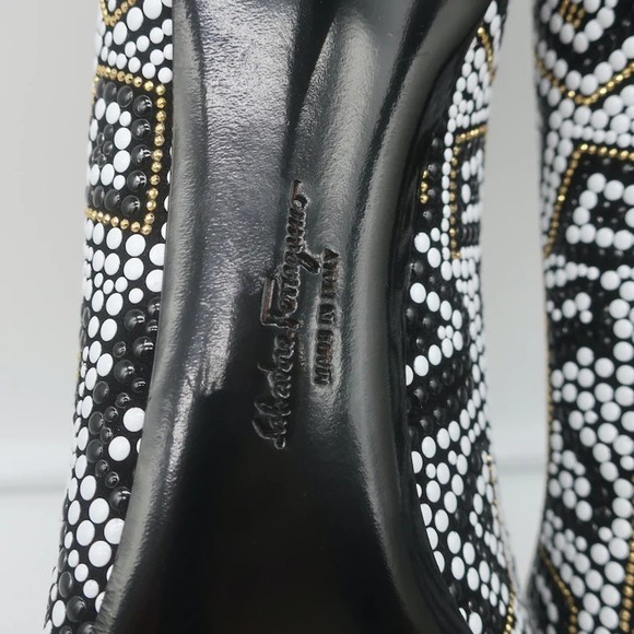 Salvatore Ferragamo Fiore Mosaic Beaded Pumps Size 10 Pointed Toe Heels - Picture 12 of 12